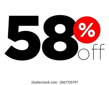 58%. number fifty-eight percent off. modern font to use as a tag in digital marketing promotions and discounts. eps10