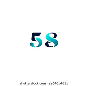 58 Number logo design template elements. Modern abstract digital number logo. Vector illustration.