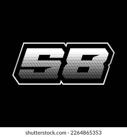 58 Number Speed Logo Design Template Inspiration, Vector Illustration For Sticker, Racing.