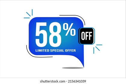 58% off blue balloon. Wholesale buy and sell banner. Limited special offer