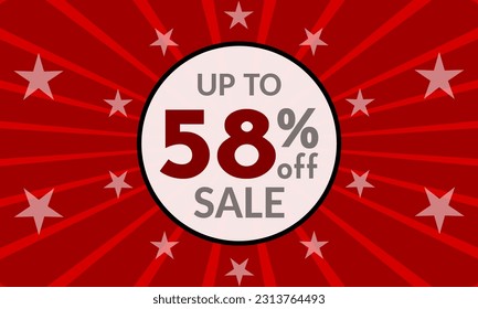 Up to 58% Off, red banner with discount for mega sales