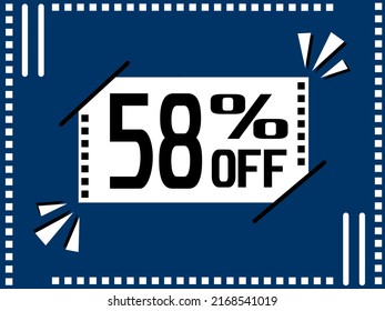 58% Off. Special offer marketing. 58% discount special sale conceptual. 58% Blue banner design.