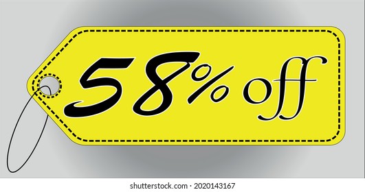 58 por ciento de la etiqueta amarilla. etiqueta de descuento del 58% para ofertas y promociones