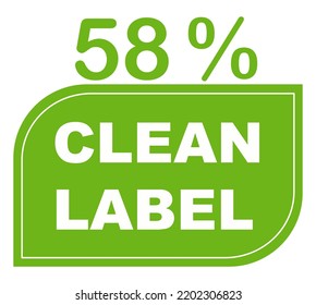 58% pure percentage label. Ecological green stamp. original quality badge vector art illustration with leaf for label or sticker. Eco friendly ancient icon. Organic plant symbol.