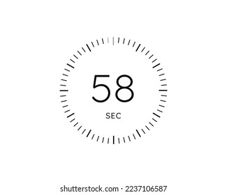 58 second timers Clocks, Timer 58 sec icon vector