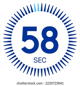 58 Sekunden,Begriff der Zeit,Timer-Symbol,Vektorgrafik,Kreis Zeit Kuchen-Diagramm.