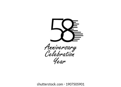 58 year anniversary celebration Block Black Colors Design logotype. anniversary logo Black color isolated on White background, vector design for celebration, invitation card, and greeting card-Vector