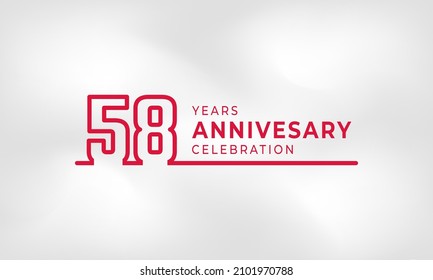 58 Aniversario Celebración Linked Logoype número de esquema Color rojo para celebración evento, boda, tarjeta de saludo e invitación aislados en fondo de textura blanca