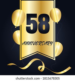 58 años de celebración, diseño vectorial para celebraciones, tarjetas de invitación y tarjetas de felicitación