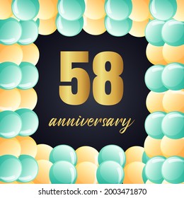 58 años de celebración, diseño vectorial para celebraciones, tarjetas de invitación y tarjetas de felicitación
