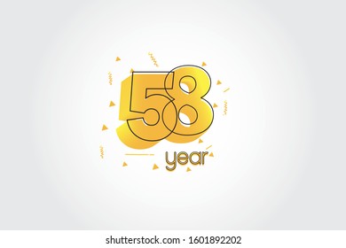 58 year anniversary celebration Yellow Colors Comical Design logotype. anniversary logo isolated on White background, vector Horizontal number design for celebration - vector