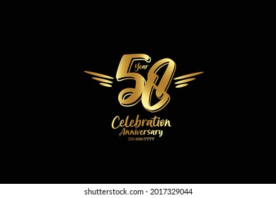 58 year anniversary gold colors on black background  with triple small stripes on left and right- vector 