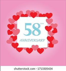 58 años, diseño vectorial con amor por las celebraciones, tarjetas de invitación y tarjetas de felicitación