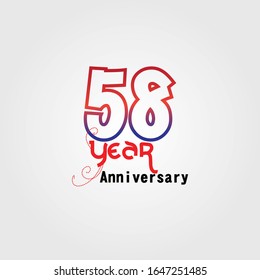 58 Year Anniversary Vector Template Design Illustration