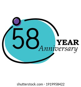 Diseño de plantilla vectorial de 58 años Ilustración Círculo azul Fondo blanco