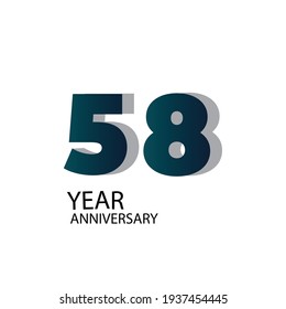 Diseño de plantilla vectorial de 58 años Ilustración Fondo azul elegante blanco