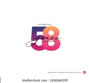 58 years anniversary or birthday celebration design template Vector.
