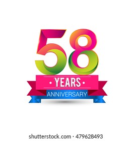 58 Years Anniversary Celebration Logo Red Stock Vector (Royalty Free ...