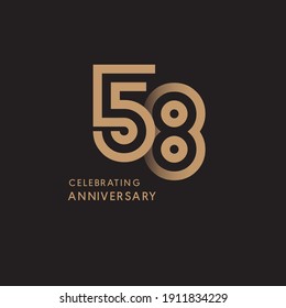 58 years anniversary celebration logotype with modern number gold color for celebration