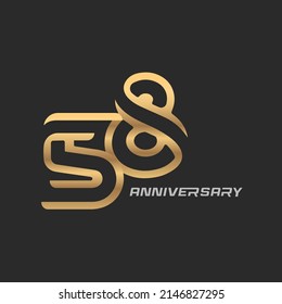 58 years anniversary celebration logotype with elegant modern number