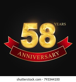 58 years anniversary celebration logotype black background.