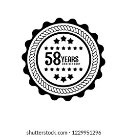 58 years anniversary celebration simple emblem, label, badge, logo,seal,sticker. vintage logo
