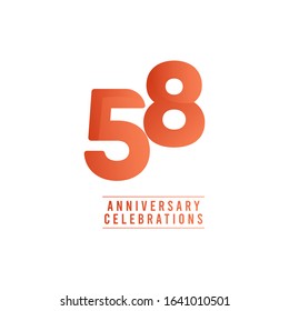 58 Years Anniversary Celebrations Vector Template Design Illustration