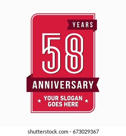 58 years anniversary design template. Vector and illustration.