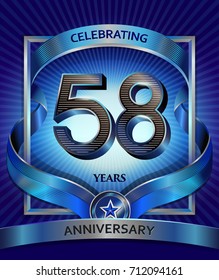 58 years anniversary design template for invitation, advertising, banner, vector design