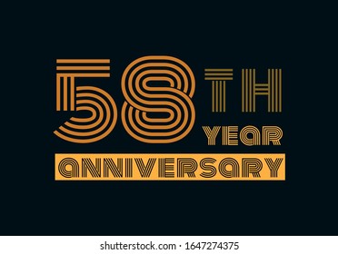 58 years anniversary line style gold color with the gray background 