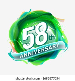 58 years Anniversary logo with colorful abstract background, vector design template elements for invitation card and poster your birthday celebration.