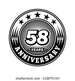 58 years anniversary. Anniversary logo design. Vector and illustration.