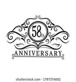 58 years Anniversary logo, luxurious 58th Anniversary design celebration black.