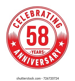 58 years anniversary logo. Vector and illustration.