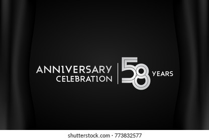 58 Years Anniversary Logotype with   Silver Multi Linear Number Isolated on Dark Background