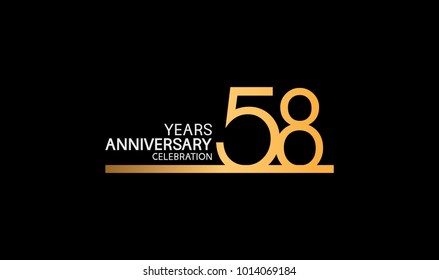 58 years anniversary logotype with single line golden and silver color for celebration 
