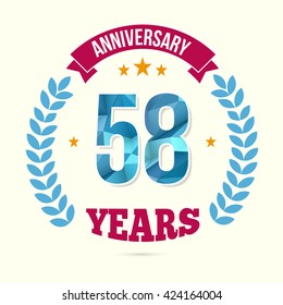 58 Years Anniversary with Low Poly Design and Laurel Ornaments