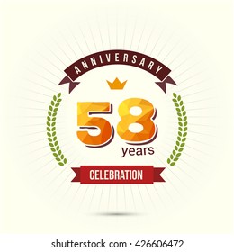 58 Years Anniversary with Low Poly Design and Laurel Ornaments