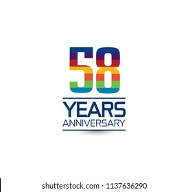 58 years anniversary rainbow color style simple design with white background for company celebration event