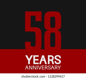 58 years anniversary simple design red number on black background for celebration template