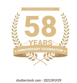 58 years anniversary vector icon, logo. Graphic design element with number and text composition for 58th anniversary