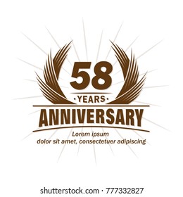 58 years design template. Anniversary vector and illustration template.