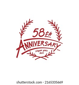 58 years design template. Vector and illustration. 58th years logo.