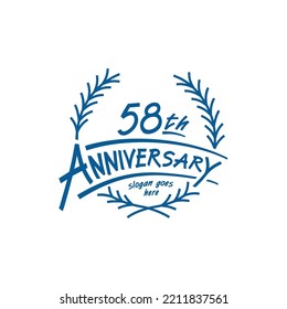58 years design template. Vector and illustration. 58th years logo.