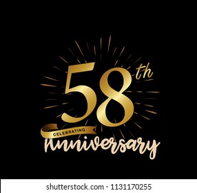 58 Years Gold Anniversary Celebration Simple Stock Vector (Royalty Free ...