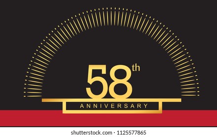 58 years golden anniversary logo celebration with firework elegant design for anniversary celebration.
