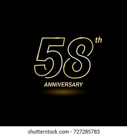 58  years golden line anniversary celebration logo design