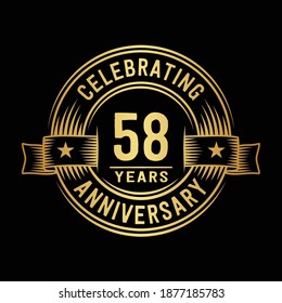 58 years logo design template. 58th anniversary vector and illustration.