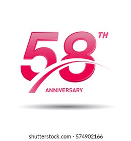 58 years pink anniversary. business, coorporate, wedding, love, valentine logo celebration