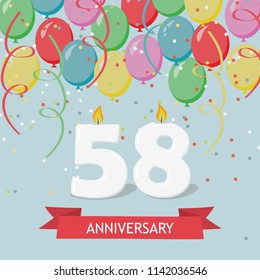 58 Years Selebration Happy Birthday Greeting Stock Vector (Royalty Free ...